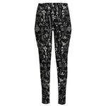 Black And White Mystic Wicca Print High-Waisted Pocket Leggings