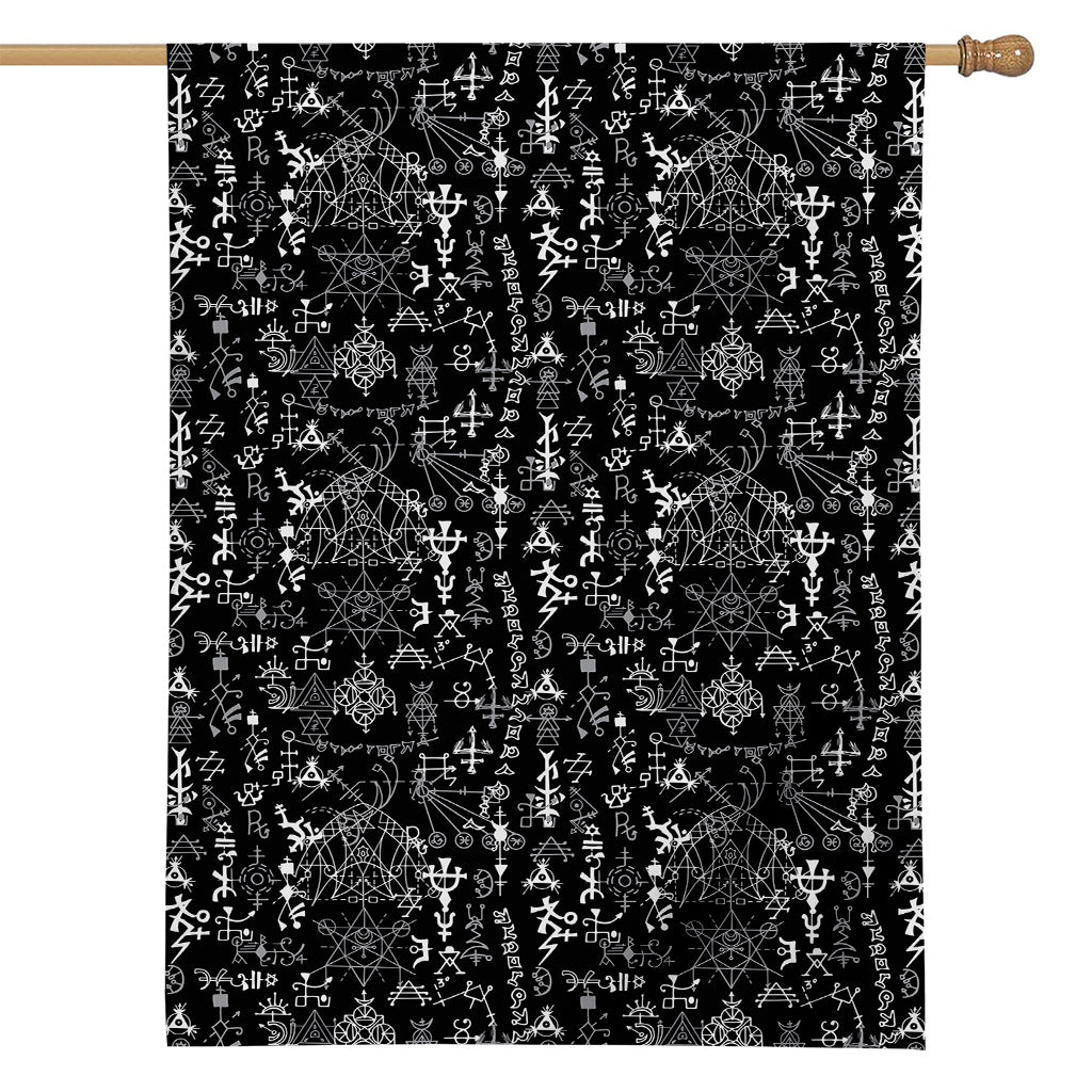 Black And White Mystic Wicca Print House Flag