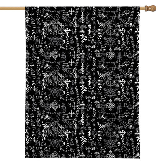 Black And White Mystic Wicca Print House Flag