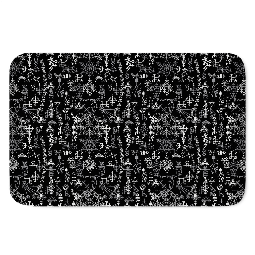 Black And White Mystic Wicca Print Indoor Door Mat