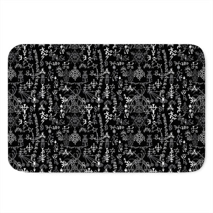 Black And White Mystic Wicca Print Indoor Door Mat