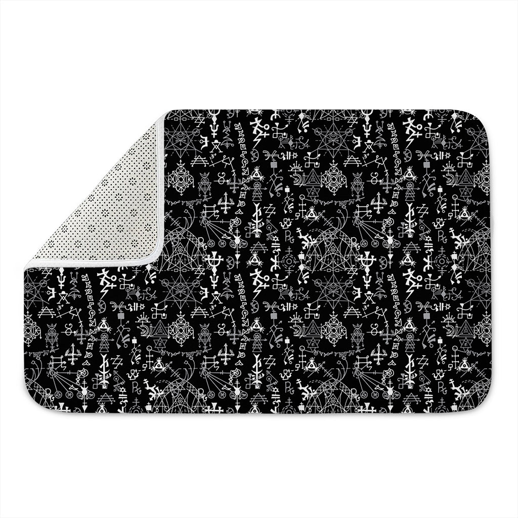 Black And White Mystic Wicca Print Indoor Door Mat