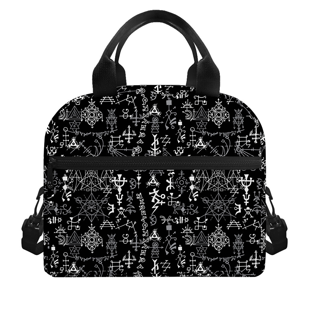 Black And White Mystic Wicca Print Insulated Lunch Bag