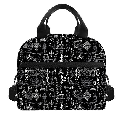 Black And White Mystic Wicca Print Insulated Lunch Bag