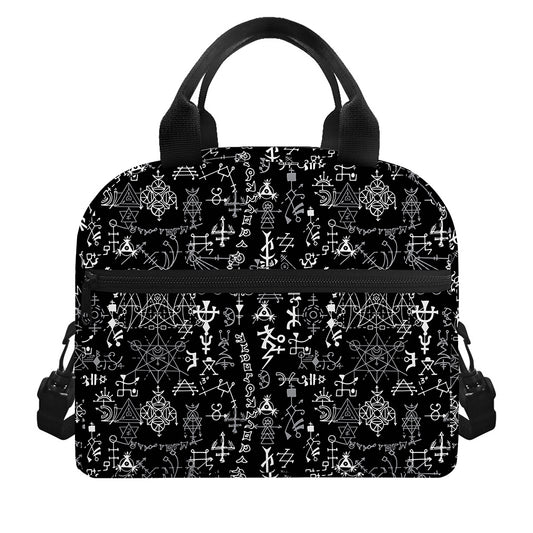 Black And White Mystic Wicca Print Insulated Lunch Bag