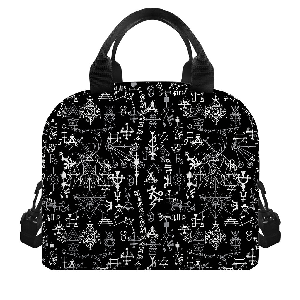 Black And White Mystic Wicca Print Insulated Lunch Bag