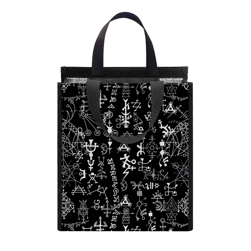 Black And White Mystic Wicca Print Insulated Lunch Tote