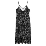 Black And White Mystic Wicca Print Jersey Midi Cami Dress