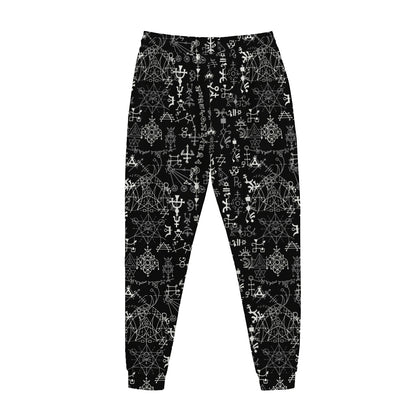 Black And White Mystic Wicca Print Jogger Pants