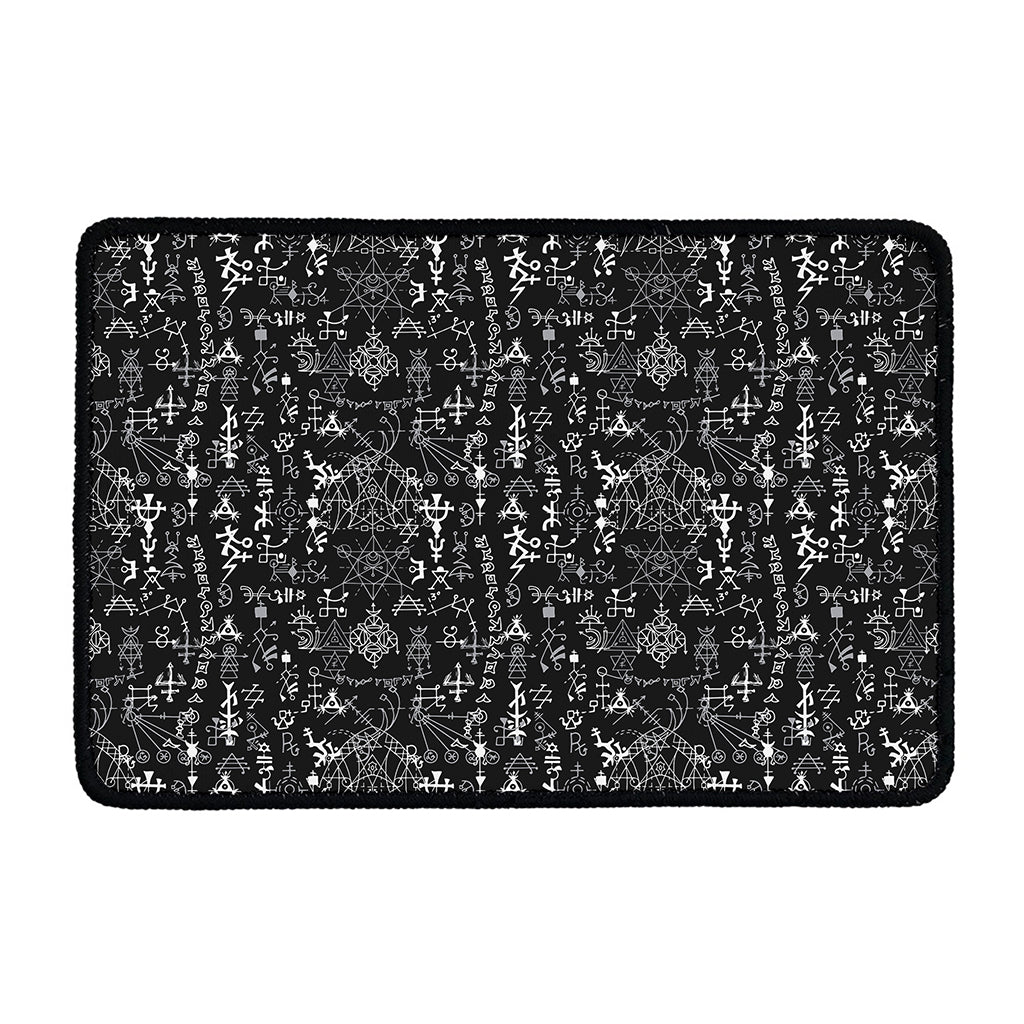 Black And White Mystic Wicca Print Kitchen Mat