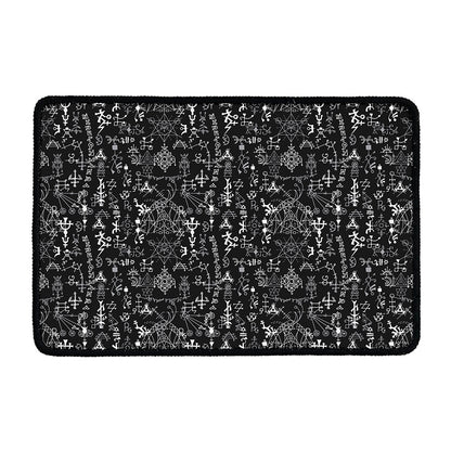 Black And White Mystic Wicca Print Kitchen Mat