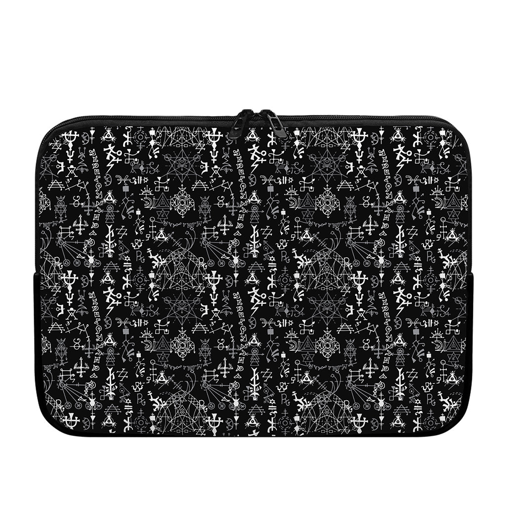 Black And White Mystic Wicca Print Laptop Sleeve