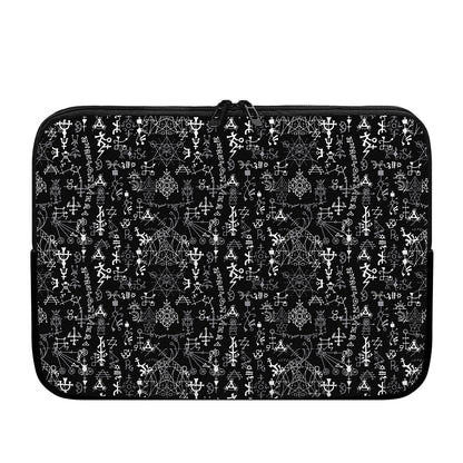 Black And White Mystic Wicca Print Laptop Sleeve