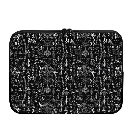 Black And White Mystic Wicca Print Laptop Sleeve