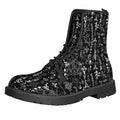 Black And White Mystic Wicca Print Lace-Up Boots