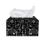 Black And White Mystic Wicca Print Leather Tissue Box Cover