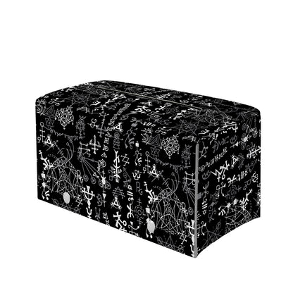 Black And White Mystic Wicca Print Leather Tissue Box Cover