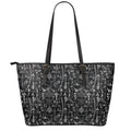 Black And White Mystic Wicca Print Leather Tote Bag With Zipper