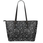 Black And White Mystic Wicca Print Leather Tote Bag