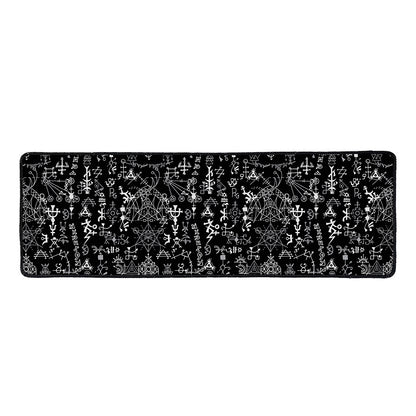Black And White Mystic Wicca Print Long Kitchen Mat