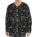 Black And White Mystic Wicca Print Long Sleeve Baseball Jersey