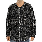 Black And White Mystic Wicca Print Long Sleeve Baseball Jersey