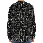 Black And White Mystic Wicca Print Long Sleeve Baseball Jersey