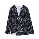 Black And White Mystic Wicca Print Long Sleeve Short Coat