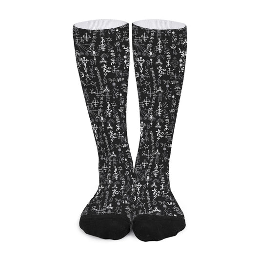 Black And White Mystic Wicca Print Long Socks
