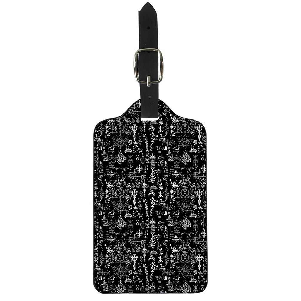 Black And White Mystic Wicca Print Luggage Tag
