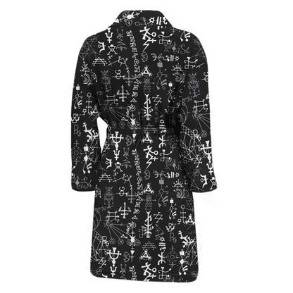 Black And White Mystic Wicca Print Men's Bathrobe
