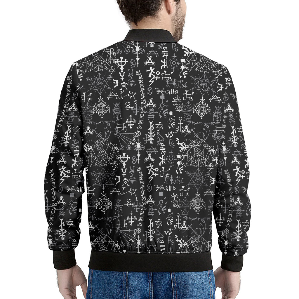 Black And White Mystic Wicca Print Men's Bomber Jacket