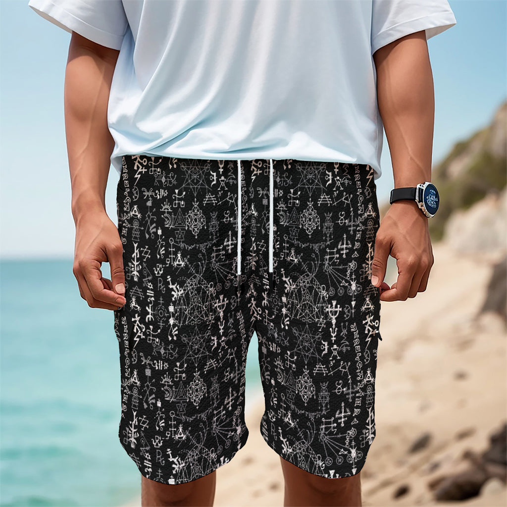 Black And White Mystic Wicca Print Men's Cargo Shorts