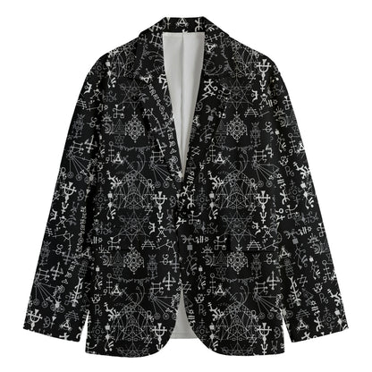 Black And White Mystic Wicca Print Men's Cotton Blazer