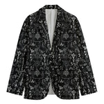 Black And White Mystic Wicca Print Men's Cotton Blazer