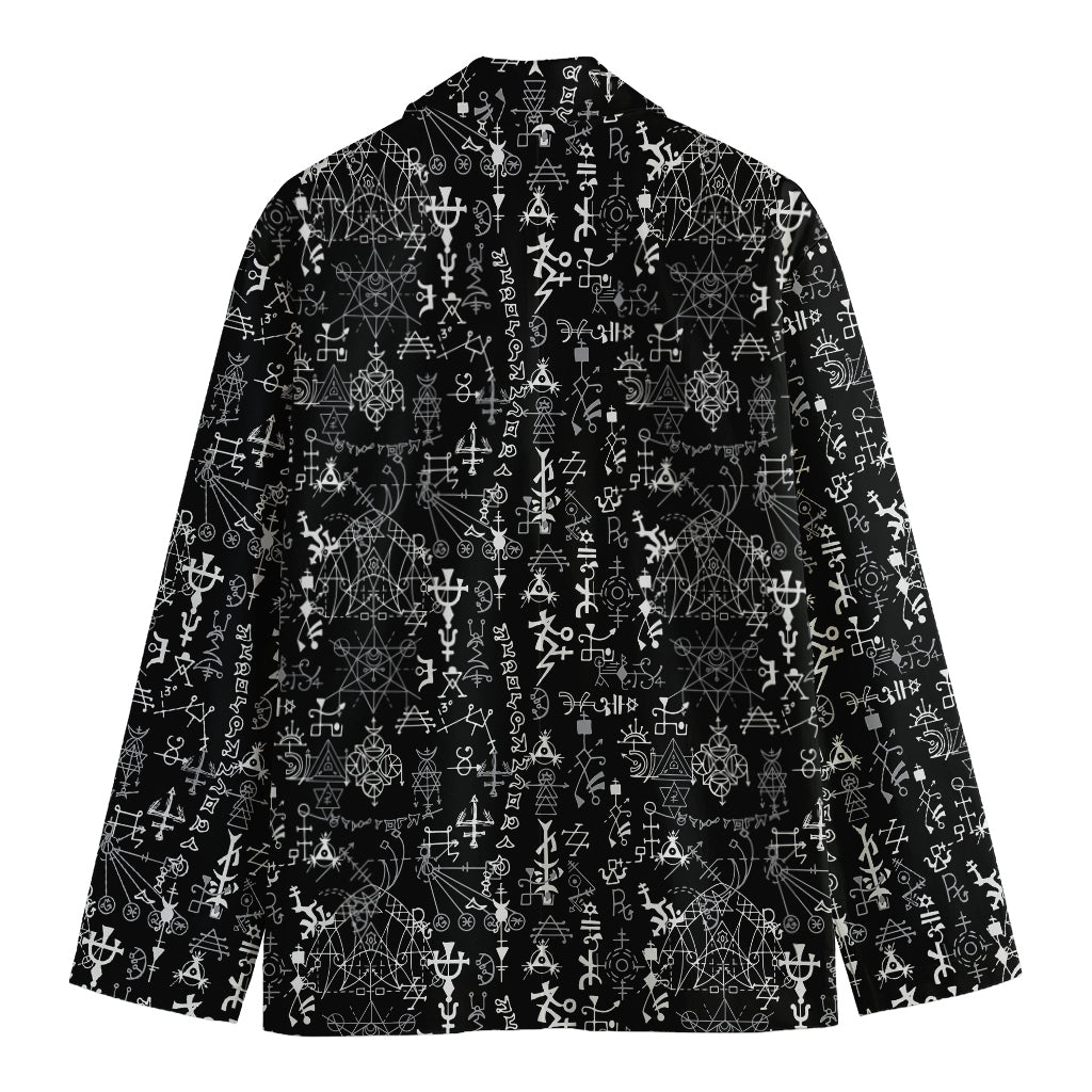 Black And White Mystic Wicca Print Men's Cotton Blazer