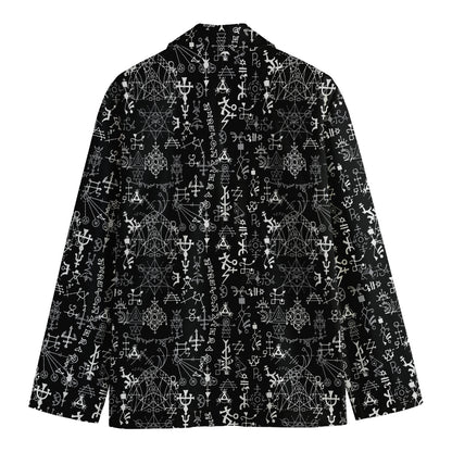 Black And White Mystic Wicca Print Men's Cotton Blazer