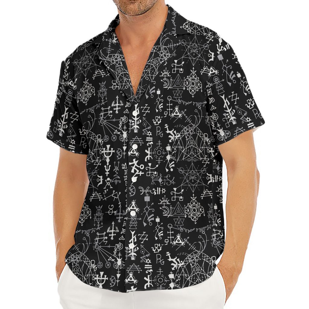 Black And White Mystic Wicca Print Men's Deep V-Neck Shirt