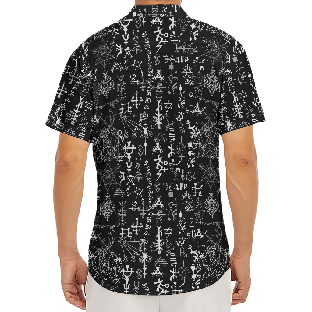Black And White Mystic Wicca Print Men's Deep V-Neck Shirt