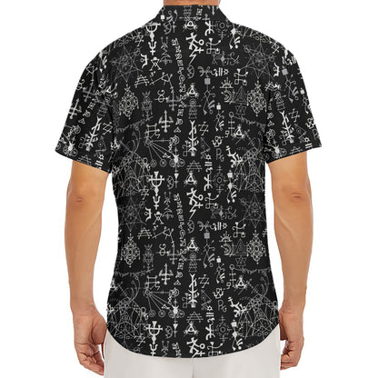 Black And White Mystic Wicca Print Men's Deep V-Neck Shirt