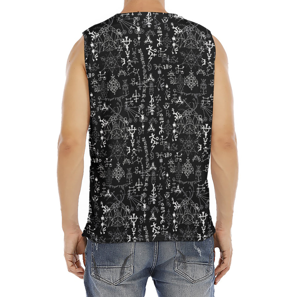 Black And White Mystic Wicca Print Men's Fitness Tank Top