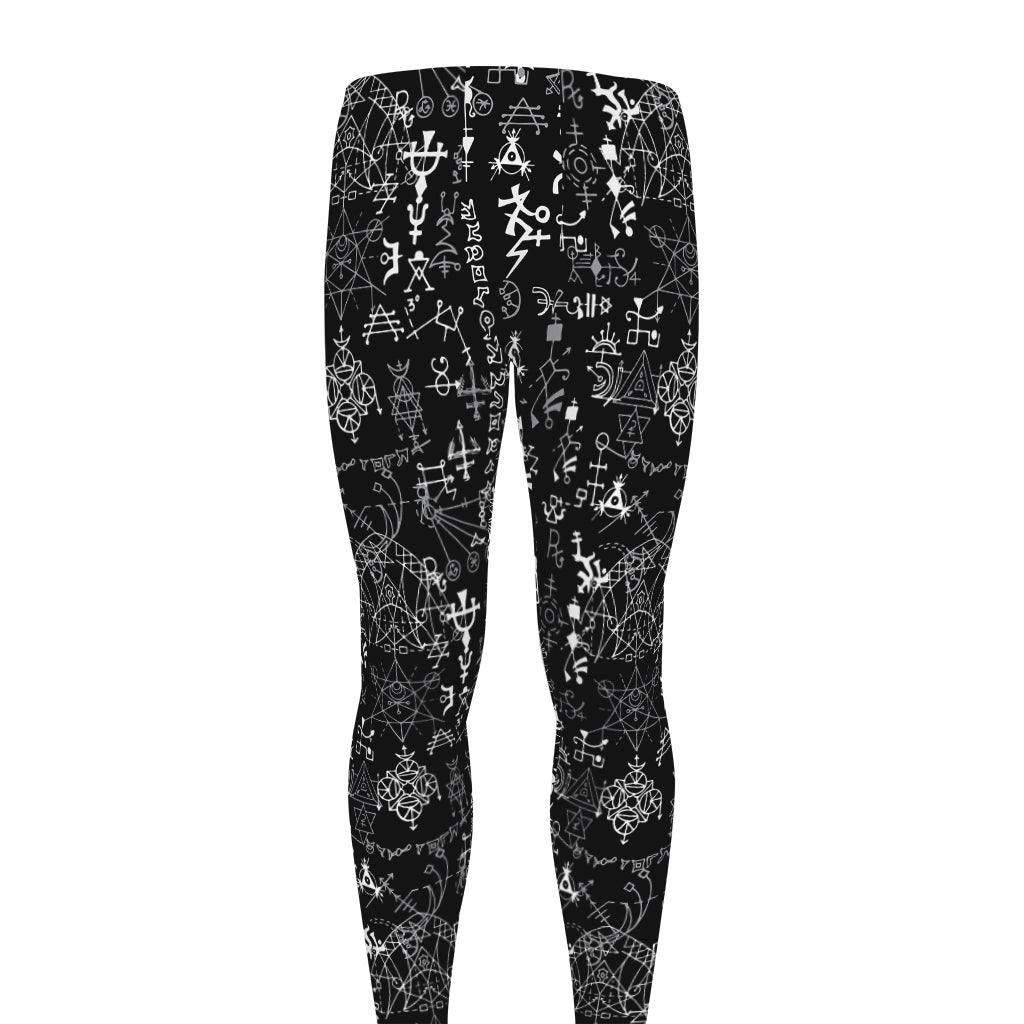 Black And White Mystic Wicca Print Men's leggings