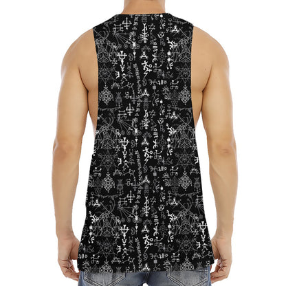 Black And White Mystic Wicca Print Men's Muscle Tank Top
