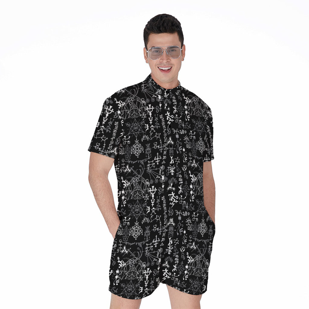 Black And White Mystic Wicca Print Men's Rompers