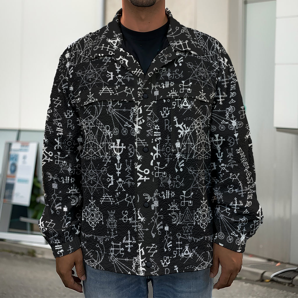 Black And White Mystic Wicca Print Men's Shirt Jacket