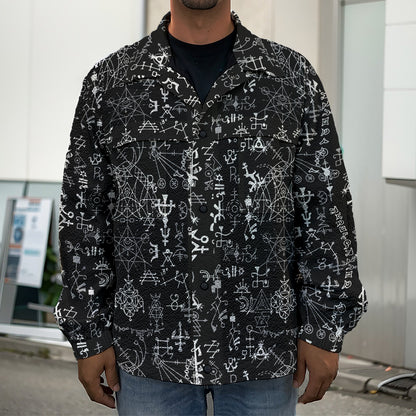 Black And White Mystic Wicca Print Men's Shirt Jacket