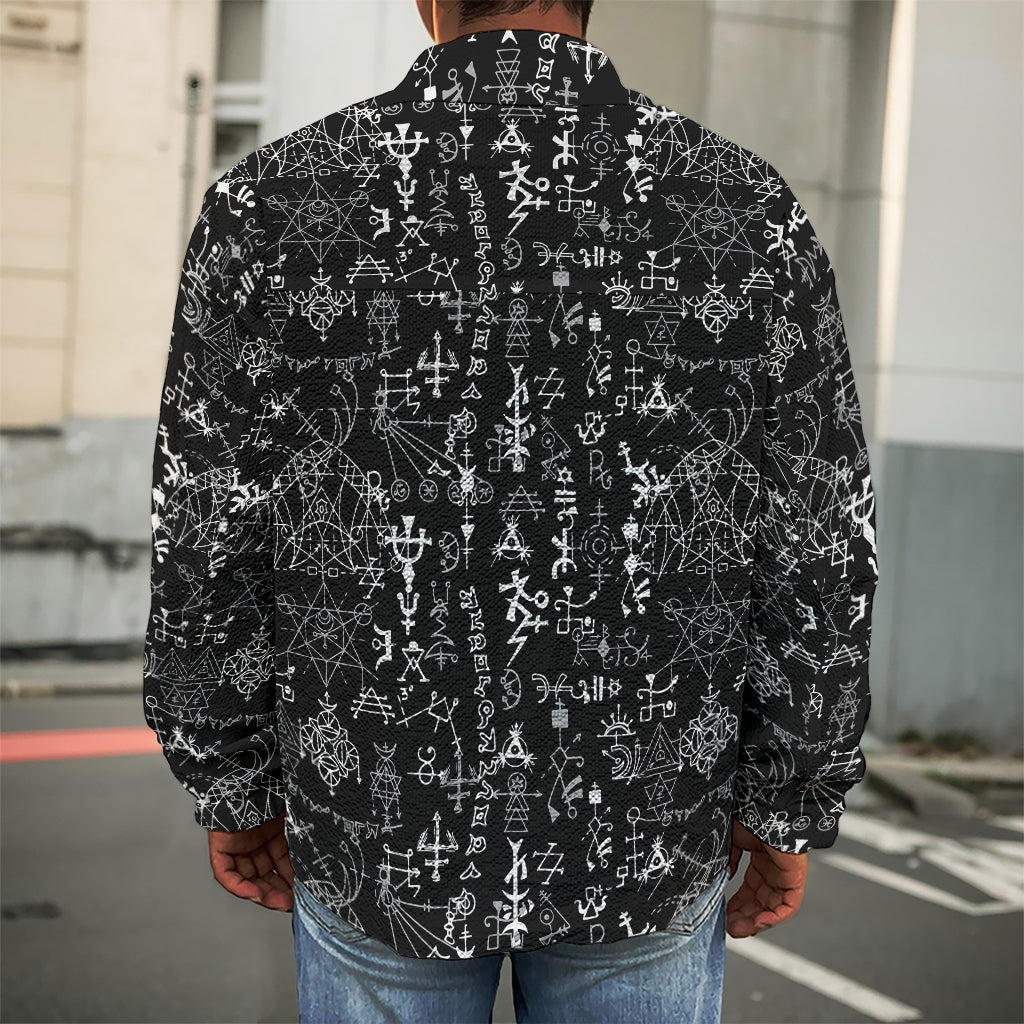 Black And White Mystic Wicca Print Men's Shirt Jacket