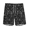 Black And White Mystic Wicca Print Men's Athletic Shorts
