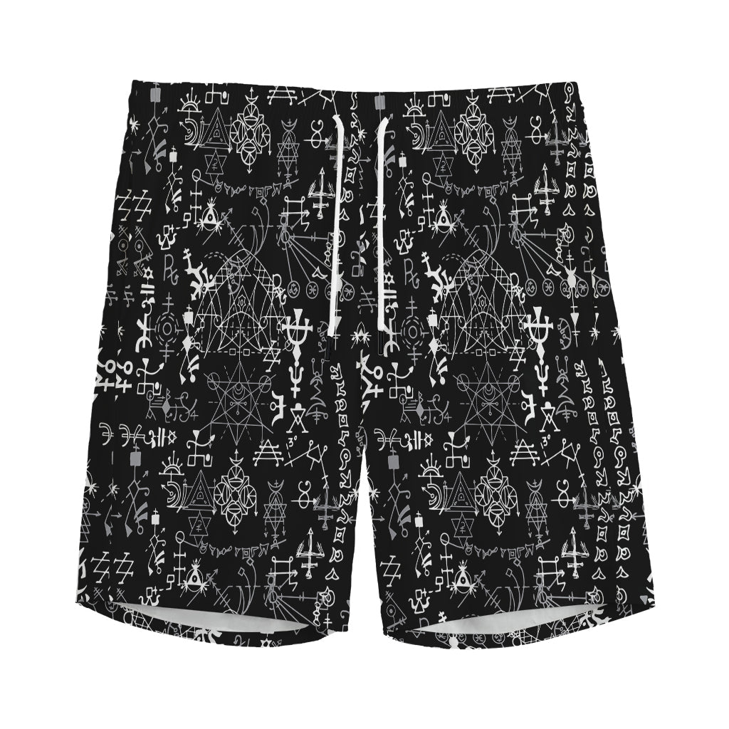 Black And White Mystic Wicca Print Men's Sports Shorts