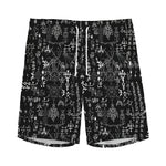 Black And White Mystic Wicca Print Men's Sports Shorts